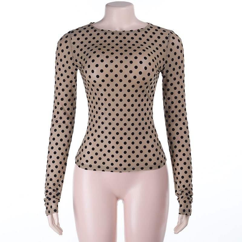 Wave point perspective long sleeved tight top