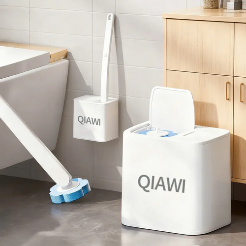 Disposable Toilet Brush Set – with Built-In Cleaner & 24 Refills