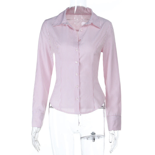 Slim fitting strap slimming commuter shirt top for women